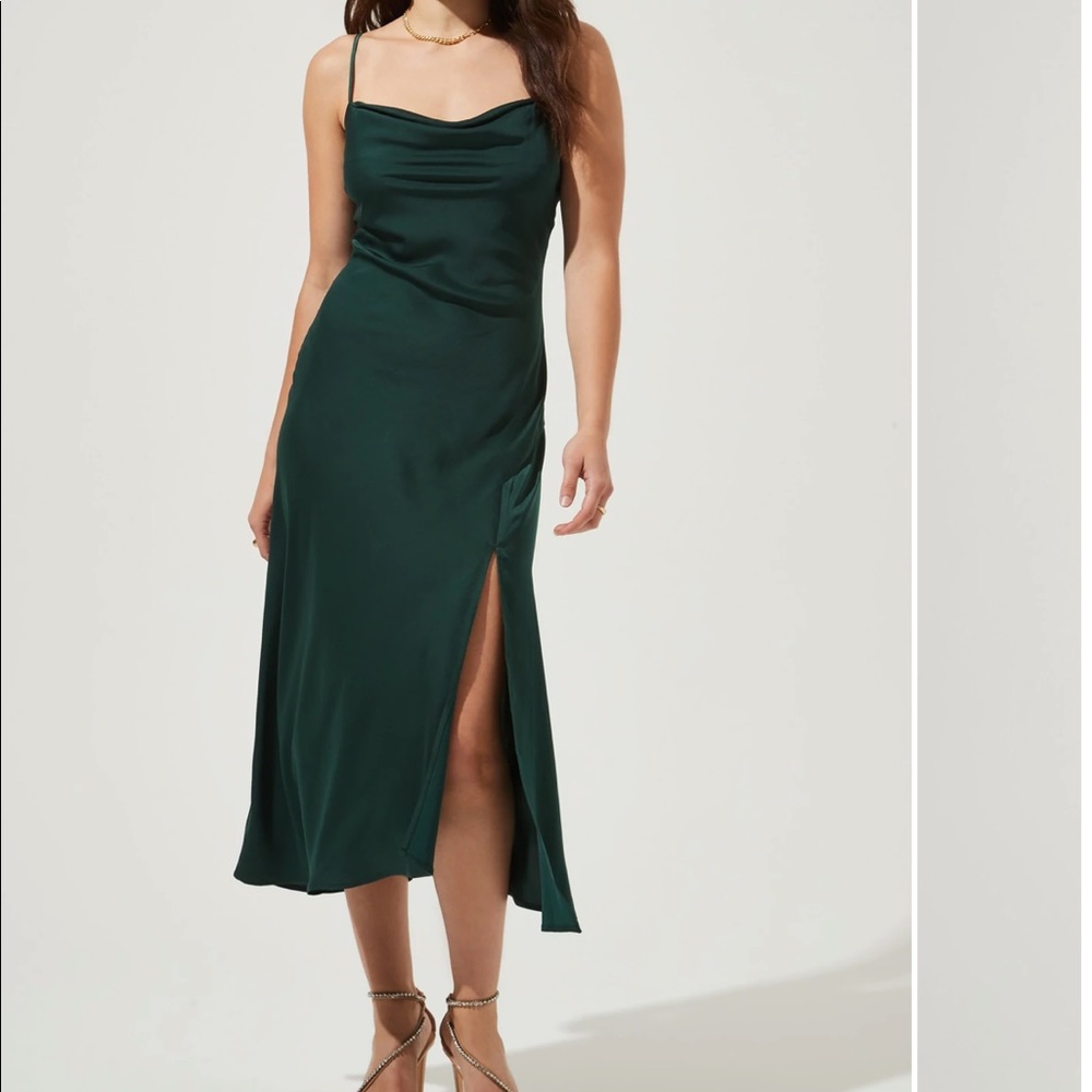 ASTR The Label Green Gaia Midi Slip Dress